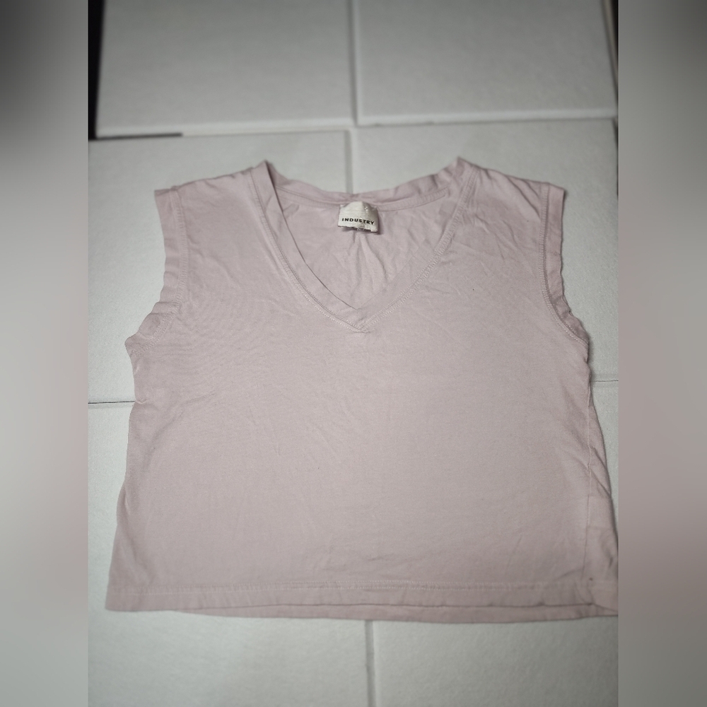 Industry Pink Sleeveless Crop Tank Top 100 Percent Organic Cotton Size M #363